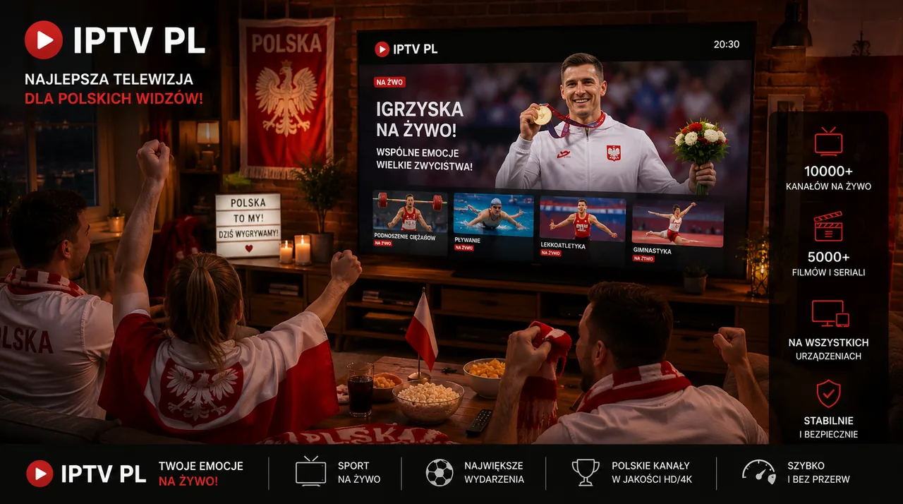 Wielkie imprezy sportowe IPTV Polska — rodzina oglądająca ceremonię medalową